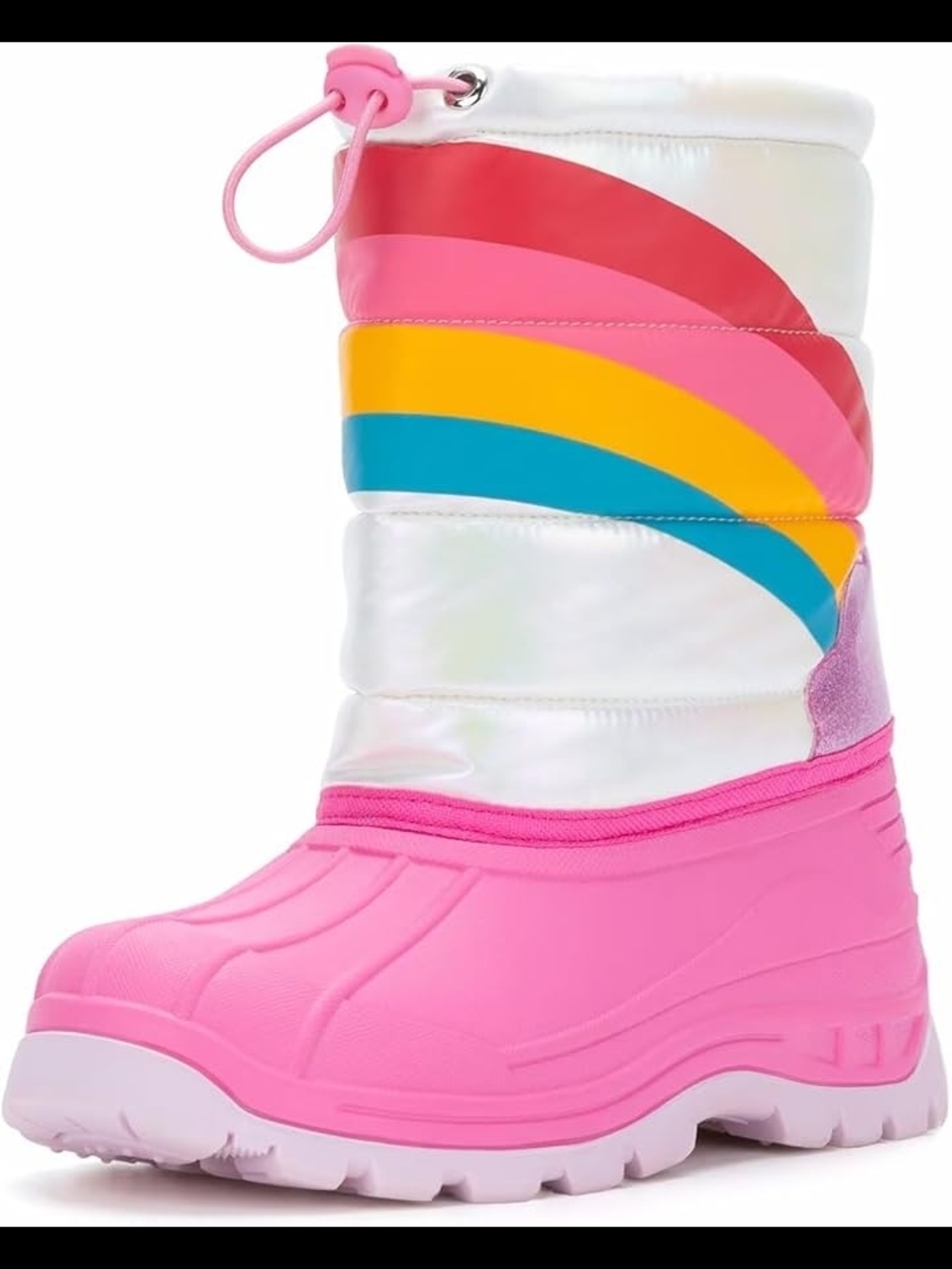 Girls Pink Rainbow Winter Snow Boots
